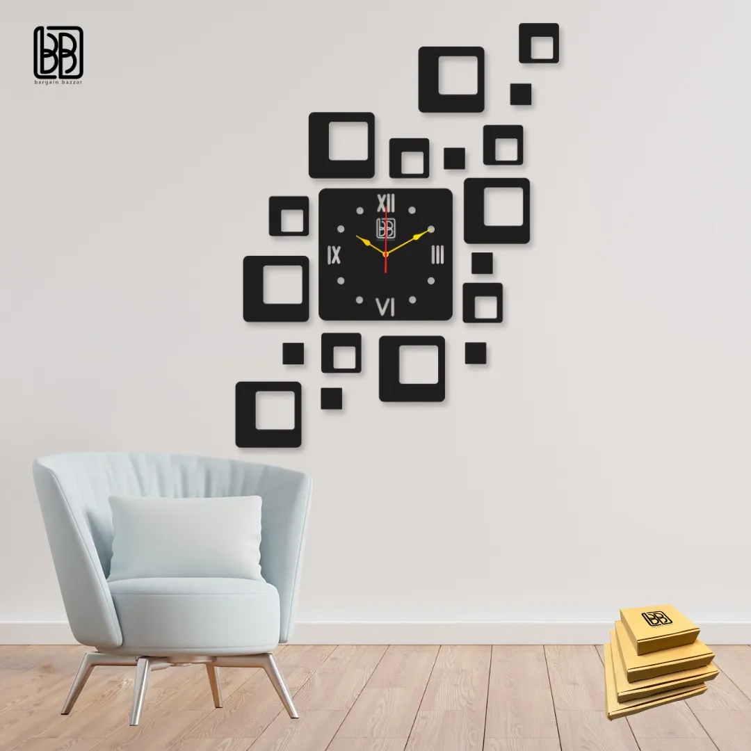 BB Bargain Bazzar Wooden Wall Clock Stylish Design Home Decoration Wall Hanging Clock. New Acrylic DIY Wooden Wall Clocks For Gifts, 3D Wall Clock For Bedroom, Acrylic Wall Clock, 3D Wooden Wall Clock Stylish Design, 3D DIY Wall Clock