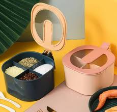 4 Grid Spice Seasoning Food and Masala Rack/Box/Container/Storage/jar Set for Kitchen / 4 grid masala box with spoon / 4 grid spice jar with free spoon