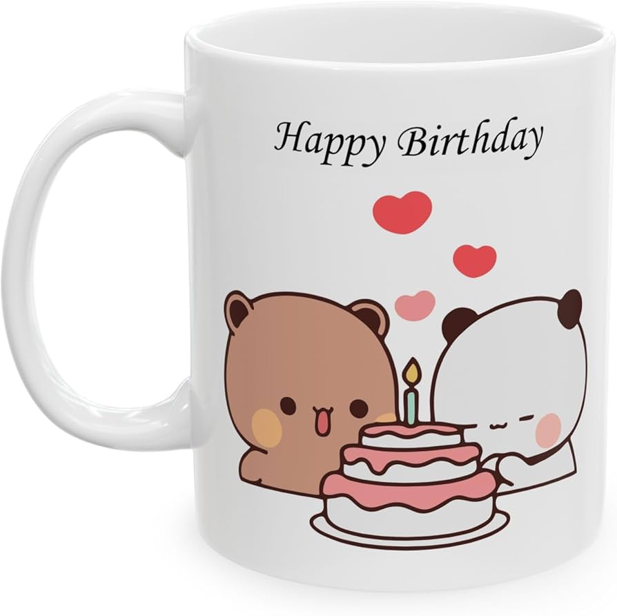 Couples Emotion Happy Birthday Printed Mocha Milk bubu dudu Ceramic Coffee Mug
