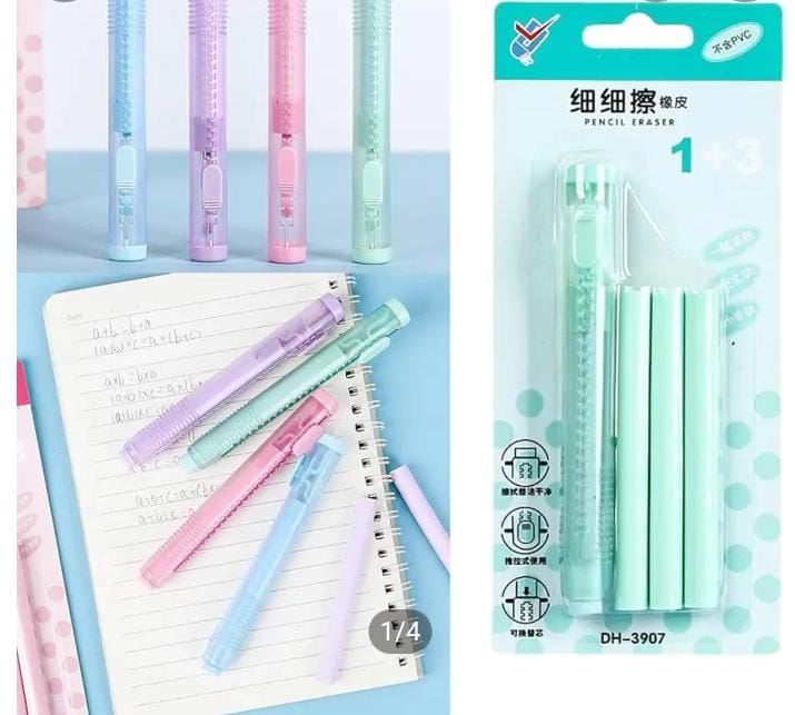 Lovely creative utility cutter shape Slim Pushing Eraser with two refills tombow mono zero Best for Sketch Pencil Novelty Item For Kids Gift