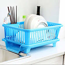 Fancy Plate Rack Kitchen Dish Rack | Plates and Utensil Dryer and Organizer | 3 in 1 Set | Premium Quality Plastic Pure Material - Kitchen Sink Basket Dish Drying Rack & Kitchen Organizer